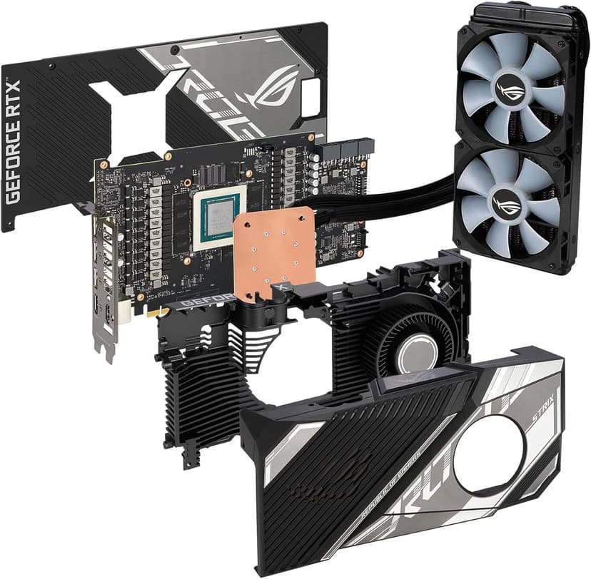 ASUS ROG Strix LC NVIDIA GeForce RTX 3080 Ti OC Edition Gaming Graphics Card (PCIe 4.0, 12GB GDDR6X, HDMI 2.1, DisplayPort 1.4a, Full-Coverage Cold Plate, 240mm Radiator, 600mm tubing, GPU Tweak II)