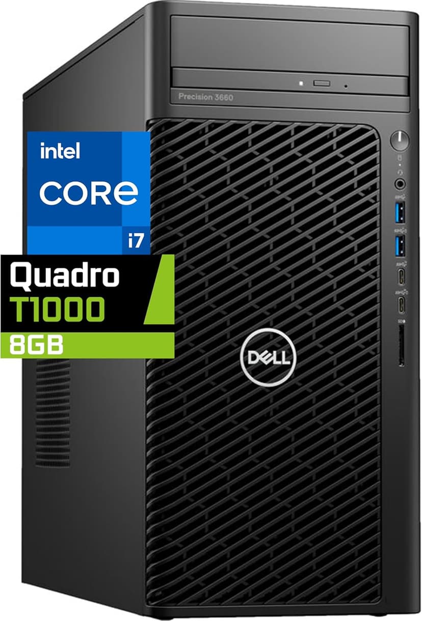 Dell Precision 3660 Tower Computer, Intel i7-13700 16-Core, 64GB RAM, 2TB NVMe SSD, Nvidia Quadro T1000 8GB DDR6, Mini-Display Port, AC Wi-Fi, Bluetooth - Windows 11 Pro, Black Desktop