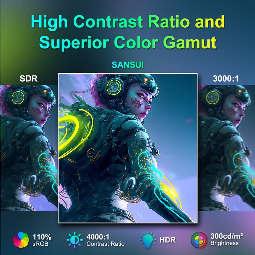 SANSUI Curved Monitor 27 inch 100Hz USB Type-C Computer Monitor with Speakers Built in丨FHD 1080p丨HDR丨110% sRGB丨1500R丨VESA Compatible,for Tablet,Desktop,Laptop and PC Work Gaming (ES-27C1)