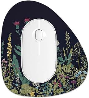 Rimilak Small Mouse Pad 6 x 7 Inch, Irregular Mini Mouse Pad with Non-Slip Rubber Base, Waterproof Compact Mouse Mat for Laptop Computer Wireless Mouse Keyboard Home Office Travel, Midnight Flowers