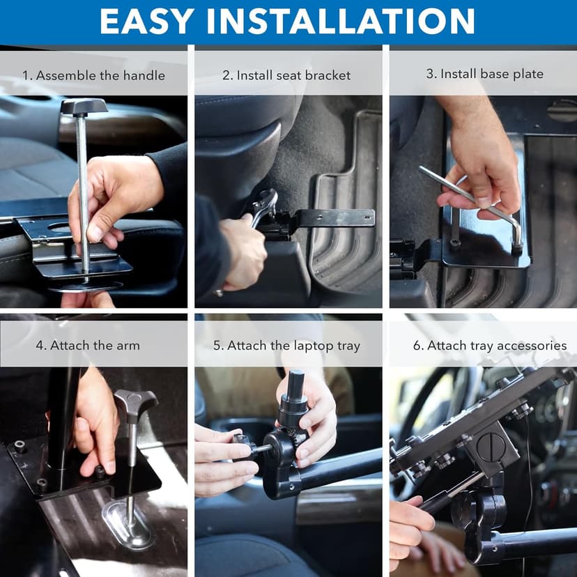 Mount-It! Universal Vehicle Laptop Mount for Cars, Trucks & Vans – No-Drill Installation, Adjustable Height, Full Motion Swivel, and Cooling Tray for Laptops Up to 17"