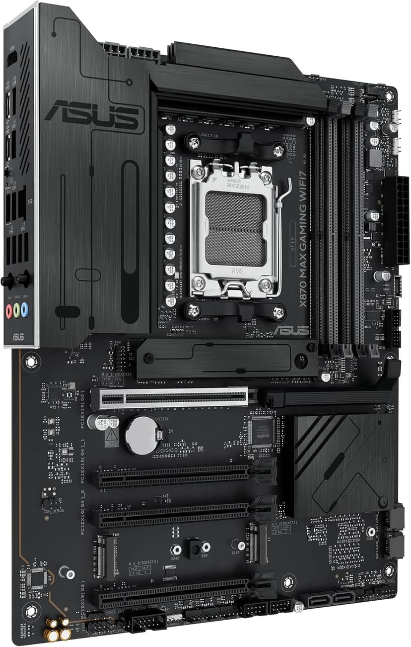 ASUS X870 MAX Gaming WIFI7 AMD AM5 ATX Motherboard, 12+2+1 80A DrMOS, DDR5, PCIe 5.0 x16 Q-Release, 3X M.2, Wi-Fi 7 Q-Antenna, 2.5Gb LAN, USB4® Type-C®, USB-C® 20Gbps, BIOS Flashback™, Aura Sync