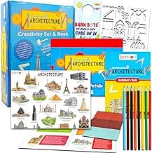 Architecture Activities for Kids - Bundle with Architecture Activity Book, Sketch Pad, Stencils, Colored Pencils, and More | STEM Projects for Boys and Girls