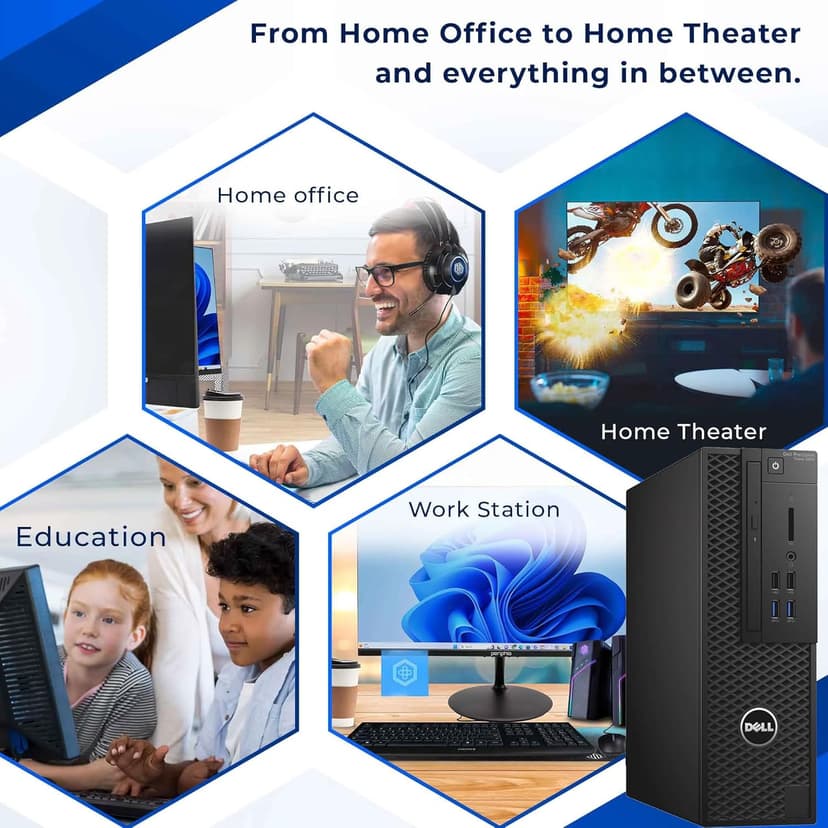 Dell Precision Tower 3420 - SFF Intel Core i5-6600 3.2GHz, 16GB RAM, 512GB Solid State Drive, WiFi, BT, 4K Support, Keyboard & Mouse, Windows 10 Pro 64bit, (Renewed)