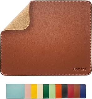 Leather Mouse Pad - Wood Mouse Pad, Double Side Mouse Pad with Stitched Edge, Waterproof Ultra Thin Mouse Pad for Computers, Laptop, Office & Home, 10.2 x 8.3 Inch, 1 Pack (Brown)