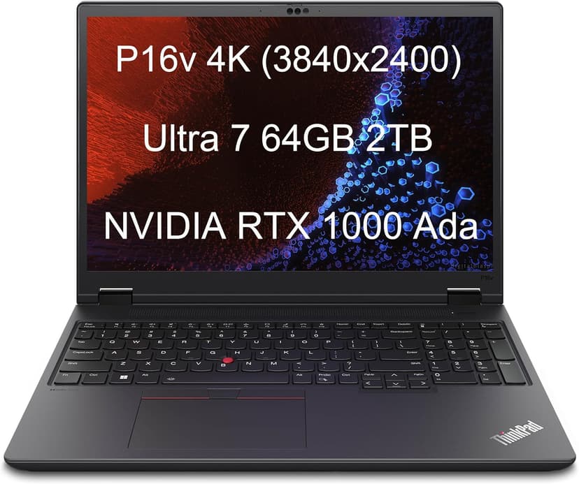 Lenovo ThinkPad P16v Gen 2 Mobile Workstation Laptop (16" 4K 100%DCI-P3, NVIDIA RTX 1000 Ada 6GB, Intel Ultra 7 155H, 64GB DDR5 RAM, 2TB SSD) 800 nits, 2 x Thunderbolt 4, 5MP IR Webcam, Win 11 Pro