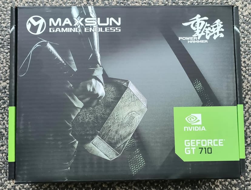 maxsun GEFORCE GT 710 2GB Low Profile Ready Small Form Factor Video Graphics Card GPU Support DirectX12 OpenGL4.5, Low Consumption, VGA, DVI-D, HDMI, HDCP, Fanless Cooling