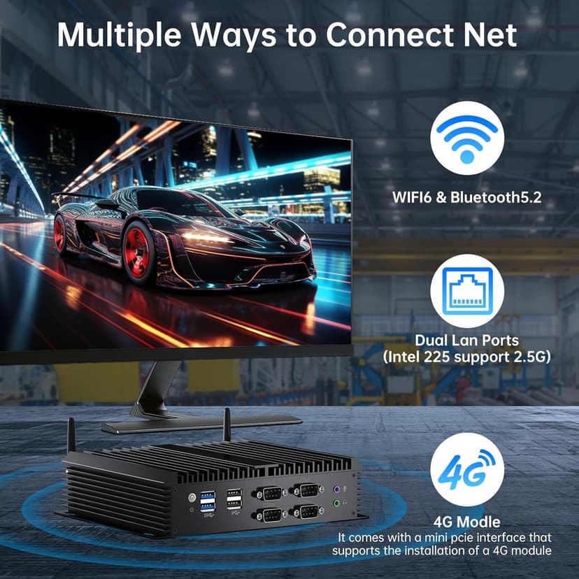 Thdeukoty Fanless Mini PC, Industrial Desktop Computers Windows 11 Pro, HTPC i5-8250U up to 3.4Ghz, 16G DDR4 RAM 256G SSD/COM/USB 3.0/4K/HDMI/VGA/2.5G LAN/WIFI6/BT 5.1/Full Metal Case/Auto Power On