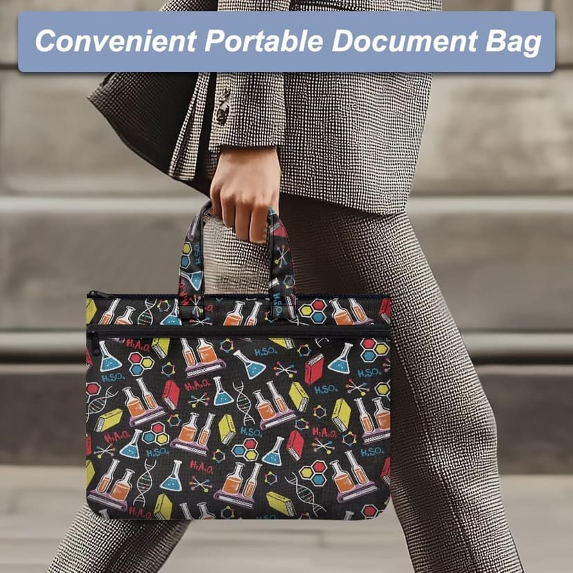 Large Document Pouch with Zipper Lightweight Tote Art Bag Reusable Filing Folder for School Office