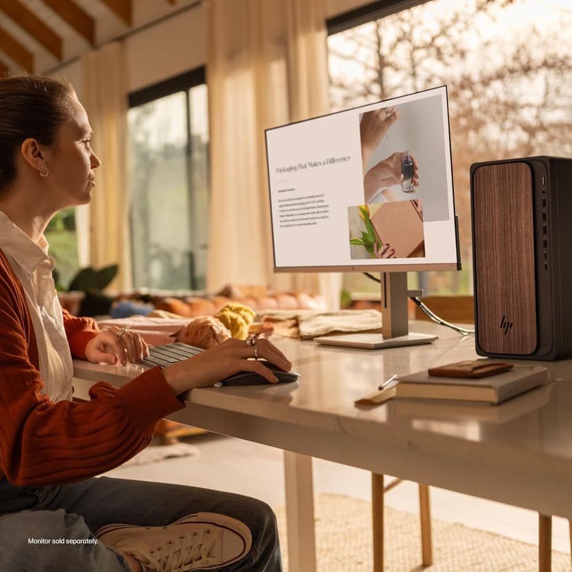 HP OmniDesk Desktop PC, Intel Core Ultra 7 265, 32 GB RAM, 2 TB SSD, Intel Graphics, Windows 11 Home, Microsoft Copilot, Dark Wood, M03-0060 (2025)
