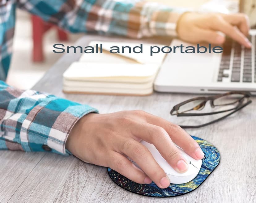 Small Mouse pad mall, only Takes up Wrist and Mouse Space, Washable Lycra Non-Slip Rubber Base, Office, Travel, Small