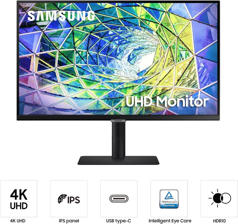 Samsung 27” S80UA 4K UHD IPS HDR10 High Resolution Monitor, USB-C, Eye Saver Mode, Eco Saving Plus, LS27A804UJNXGO, 2025, 3 Year Warranty