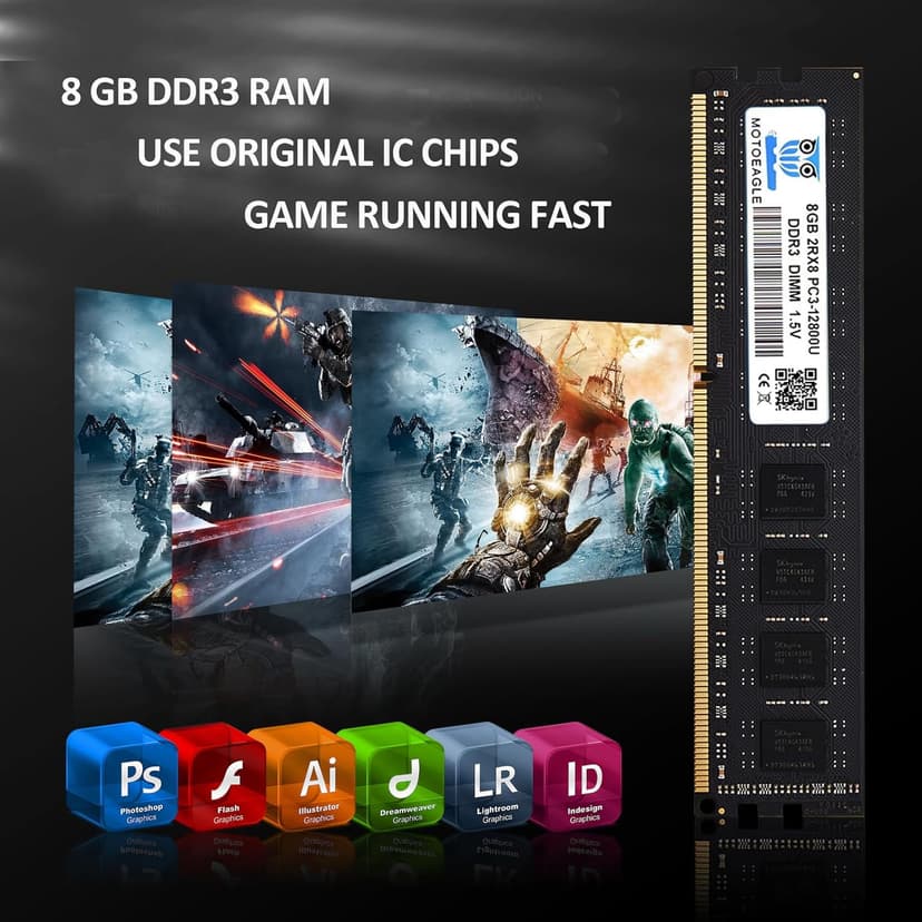 [DDR3 16GB RAM] 16GB KIT (2x8GB) DDR3 1600MHz PC3-12800U Non ECC Unbuffered 1.5V 2Rx8 Dual Rank 240 Pin UDIMM Desktop Memory RAM Module Upgrade