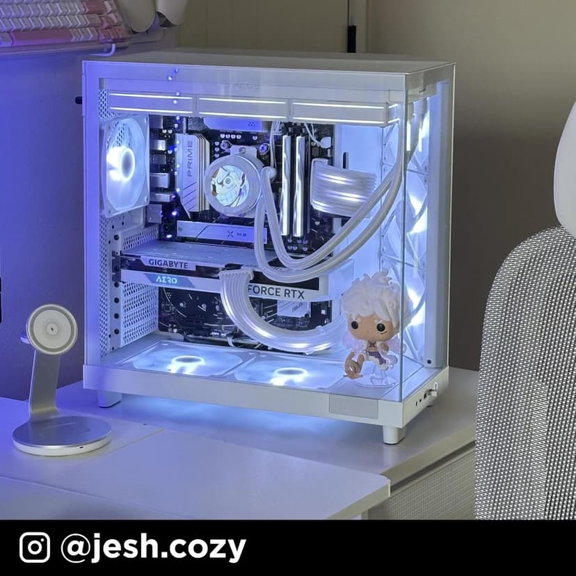 NZXT H6 Flow | CC-H61FW-01 | Compact Dual-Chamber Mid-Tower Airflow Case | Panoramic Glass Panels | High-Performance Airflow Panels | Includes 3 x 120mm Fans | Cable Management | White
