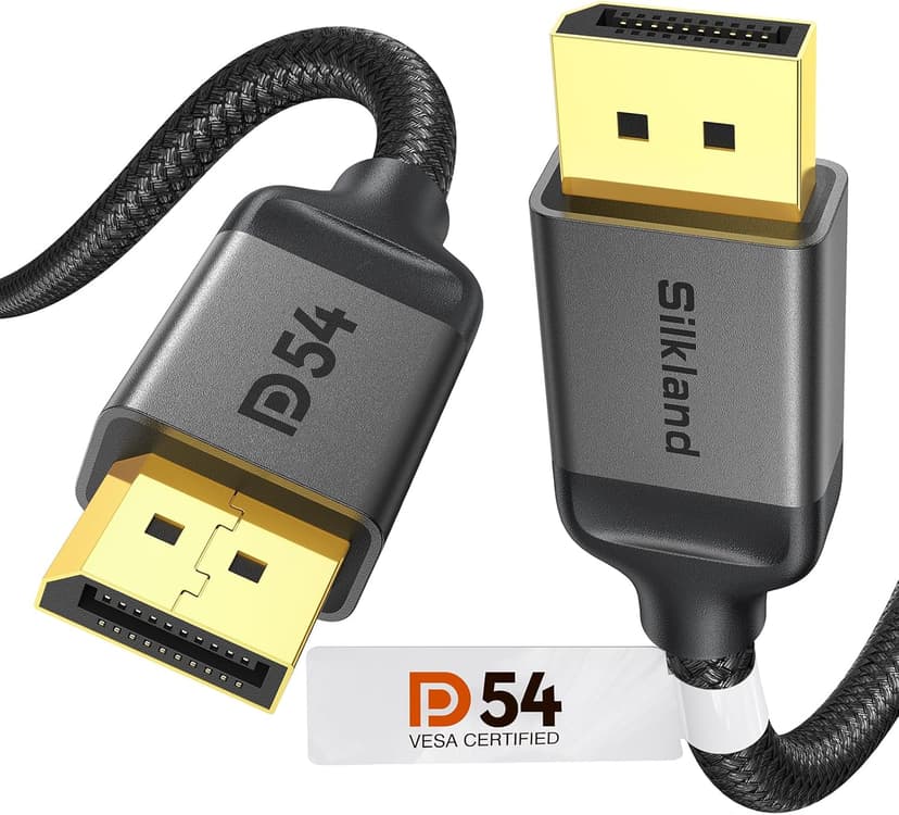 Silkland 54Gbps DisplayPort Cable 2.1 [VESA Certified], DP 2.1 Cable [16K@30Hz, 8K@120Hz, 4K@240Hz 165Hz 144Hz] HDR, HDCP DSC 1.2a, Compatible FreeSync G-Sync Gaming Monitor 5090 7900XTX, 6.6FT