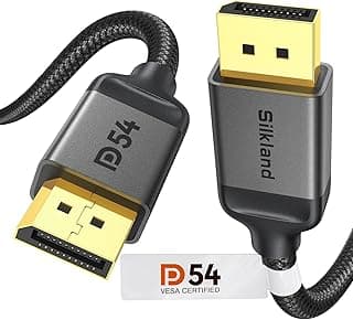 Silkland 54Gbps DisplayPort Cable 2.1 [VESA Certified], DP 2.1 Cable [16K@30Hz, 8K@120Hz, 4K@240Hz 165Hz 144Hz] HDR, HDCP DSC 1.2a, Compatible FreeSync G-Sync Gaming Monitor 5090 7900XTX, 6.6FT