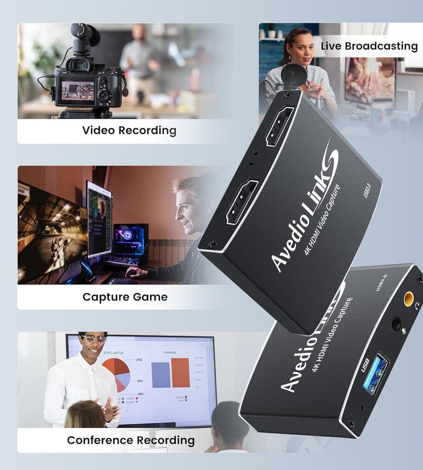 4K HDMI Video Capture Card, avedio links Video Capture Card 1080P 60FPS,USB C/A 3.0 Game Capture Card for Streaming Works for PS5 PC Switch Camera OBS (Black)