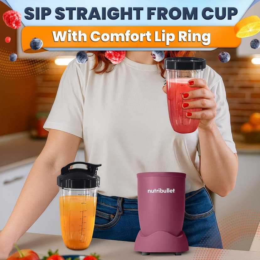Bullet Blender Cups 32 oz - 7 PCs Blender Cup Replacement Set Compatible with 600W and Pro 900W High-Speed Systems - Stainless Steel Extractor Blade for Mixing, Smoothies, Juicing, and More