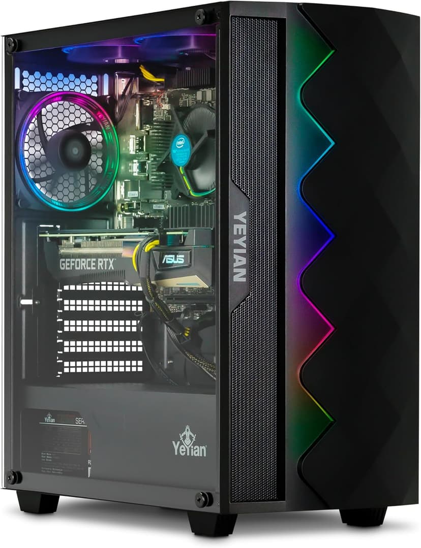 YEYIAN Shoge Gaming Computer - Intel 11th Gen i5-11400F 4.4 GHz, GeForce RTX 3060 Ti Gaming PC Desktop, 512GB NVMe SSD, 16GB DDR4 3200MHz RAM, Stock Fan, Win 11 Home, WiFi 6, 650W PSU
