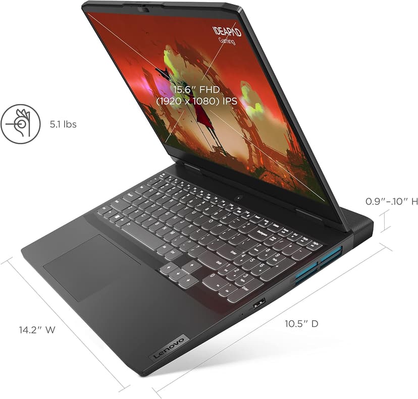 Lenovo IdeaPad Gaming 3 - Essential Gaming Laptop - 15.6" FHD - 120Hz - AMD Ryzen 5 6600H - NVIDIA GeForce RTX 3050 - 8GB DDR5 RAM - 256GB NVMe Storage - Windows 11 Home