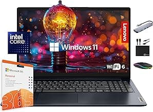 Lenovo IdeaPad Laptop Computer 2025, 15.6" Display, 8GB RAM, 884GB Storage (256GB SSD + 128GB eMMC + 500GB Ext), Intel Dual Core Processor, Long Battery, MarxsolAccessory, 1 Year Office 365, Win 11