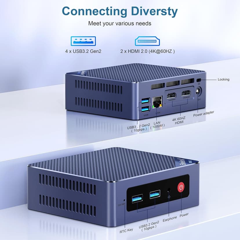 Beelink Mini PC, Mini S13 PRO Intel 13th N150(Up to 3.6GHz), 16GB DDR4 500GB SSD, Computer Support 4K Dual HDMI Display/WiFi6/BT5.2/USB3.2/WOL Home/Office