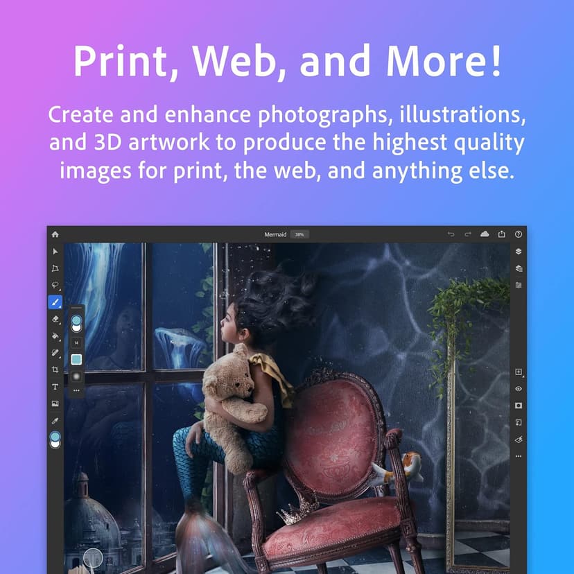 Adobe Photoshop | Photo, Image, and Design Editing Software | 12-Month Subscription with Auto-Renewal, PC/Mac