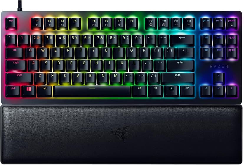 Razer Huntsman V2 TKL Tenkeyless Gaming Keyboard: Fast Clicky Optical Switches w/Quick Keystrokes & 8000Hz Polling Rate - Detachable Type-C Cable - Doubleshot PBT Keycaps - Ergonomic Wrist Rest