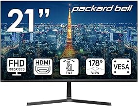 Packard Bell airFrame 21" FHD Monitor, 1920x1080, Ultrawide, VESA Mount Compatible, Tilt Adjustment, HDMI/VGA, Slim Bezel, for Home, Office, and Light Gaming