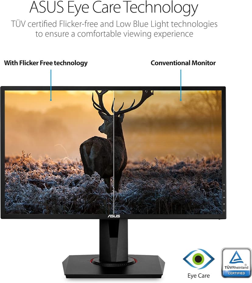 ASUS VG248QG 24" G-SYNC Gaming Monitor 165Hz 1080p 0.5ms Eye Care with DP HDMI DVI,Black