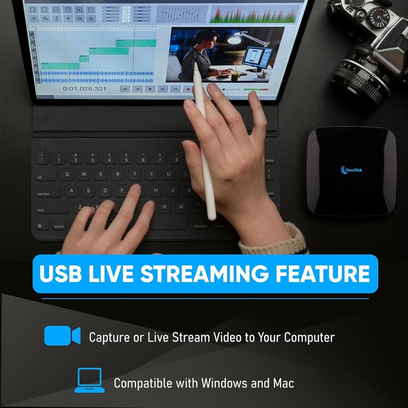 ClearClick 4K HD Video Capture Box 2.0 (Second Generation) - Record Audio and Video from 4K HDMI Sources [Content-Protected Sources Not Supported] - Saves onto USB Flash Drive or MicroSD Card