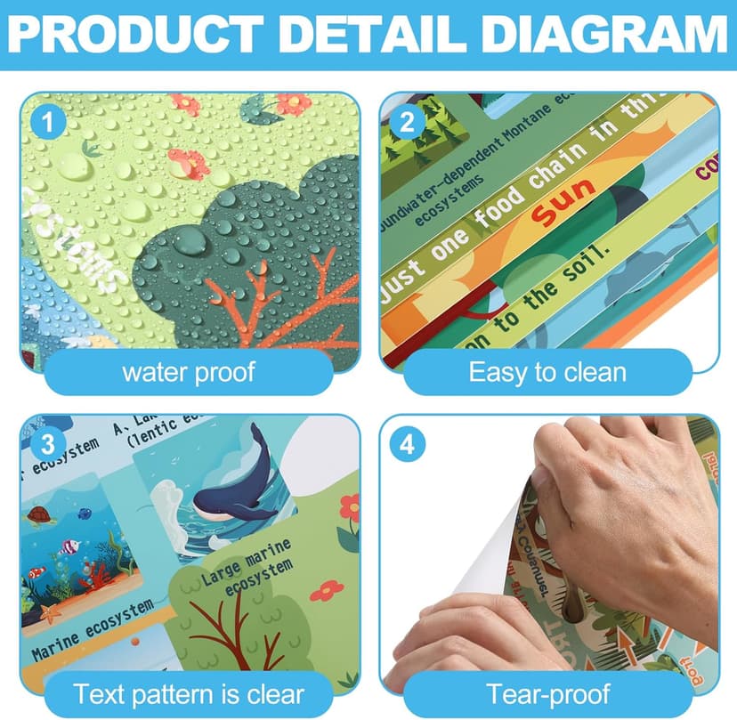 Pasimy 11 Pcs Science Posters for Classroom Ecosystems Teaching Poster Ecosystems Biological Food Chain Bulletin Board for Classroom Decoration Teacher Middle High School Educational Library Home