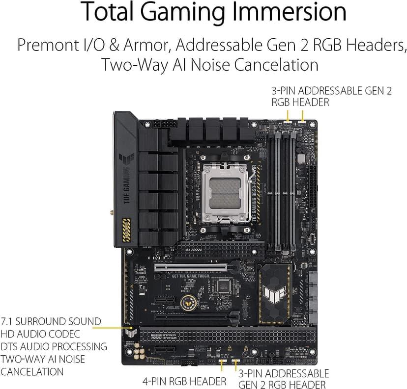 MICRO CENTER AMD Ryzen 7 7700X Desktop CPU Processorwith ASUS TUF Gaming B650-PLUS WiFi DDR5 PCIe 5.0 ATX Gaming Motherboard