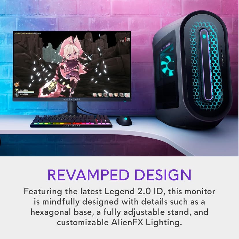 Alienware AW2724DM Gaming Monitor - 27" QHD (2560 x 1440) 180Hz w Overclock, AMD FreeSync Premium Pro, NVIDIA G-SYNC, VESA Display - Black,Black/Silver