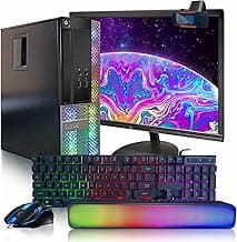 Dell OptiPlex RGB Desktop Computer PC, Intel Core i7 up to 3.8GHz, 16G RAM, 512G SSD, New 22 inch FHD LED Monitor, RGB Keyboard & Mouse, RGB BT Sound Bar, Webcam, WiFi, BT 5.0, W10P64 (Renewed)