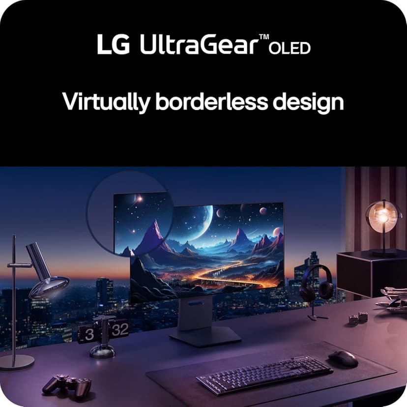 LG 32GS95UE 32-inch Ultragear OLED Dual Mode Gaming Monitor 4K UHD 1440p 240Hz 0.03ms AMD FreeSync Premium Pro NVIDIA G-Sync HDMI 2.1 DisplayPort Tilt/Height/Swivel Stand Black