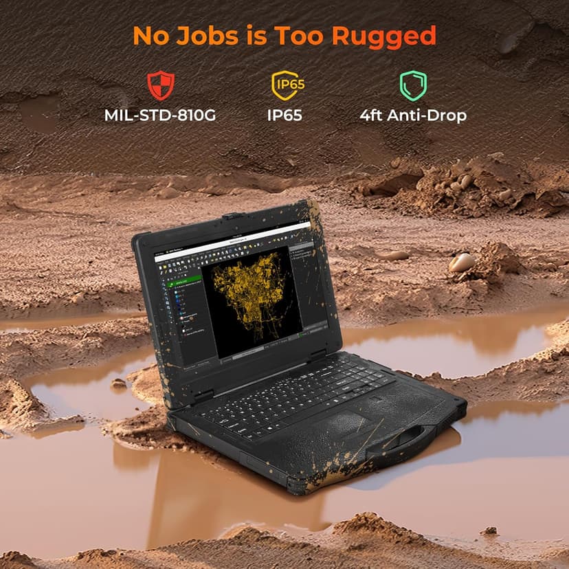 MUNBYN 15.6" Rugged Laptop Windows 11 Pro, Intel i5-1135G7, 16GB+512GB, Heavy Duty Laptop, Wi-Fi 6, 4G LTE Rugged Laptop Computer, 700Nit Outdoor Laptop, 6300+1750mAh Dual Battery, 2Y Protection(New)