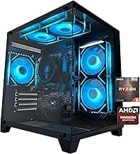 Gaming PC Desktop Computer AMD Ryzen 5 5600GT,16GB DDR4 3200MHz,1TB M.2 NVMe PCle4.0 Gen4,550W 80PLUS PSU,WiFi,Game Design Office Console,Sea View Room, Towers Prebuilt PC (Black)