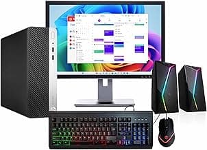 HP 400G5 ProDesk Desktop PC | Windows 11 Pro | Intel i5-8500 | 16GB RAM - 250GB NVME + 500GB SSD | 22" Monitor | RGB Speakers + Keyboard/Mouse | AX200 WiFi + BT | Home Office Computer (Renewed)