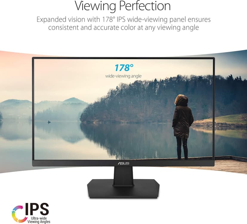 ASUS VA24EHE 23.8” Monitor 75Hz Full HD (1920x1080) IPS Eye Care HDMI D-Sub DVI-D,Black