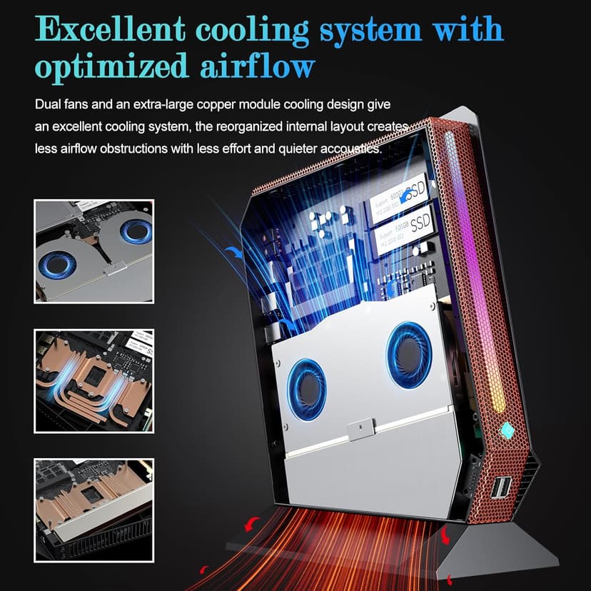 Mini PC Gaming, Intel Core I7-8750H Mini PC Nvidia GTX 1050 GDDR5 RGB Lights Desktop Mini Computer 16GB DDR4 512GB M.2 NVMe SSD, Support 4K Triple Display WiFi 6 BT 5.2, Windows 11 Pro