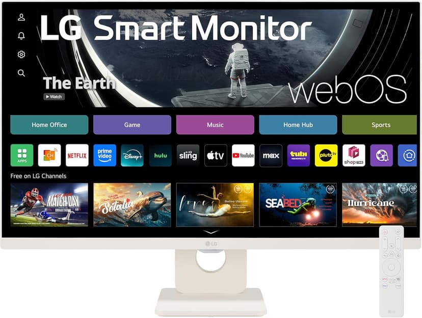 LG 27SR50F-W Smart Monitor 27-Inch FHD (1920x1080) IPS Display, webOS 23, HDR 10, x2 Built-in Speakers, AirPlay 2, Screen Share, Bluetooth, ThinQ App, Remote Control, White