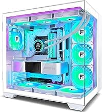 F600 PC Case - Pre-Installed 7 PWM ARGB Fan, ATX Mid-Tower Gaming PC Case, 270° Panoramic Glass with Type-C, FOIFKIN (White, F600)
