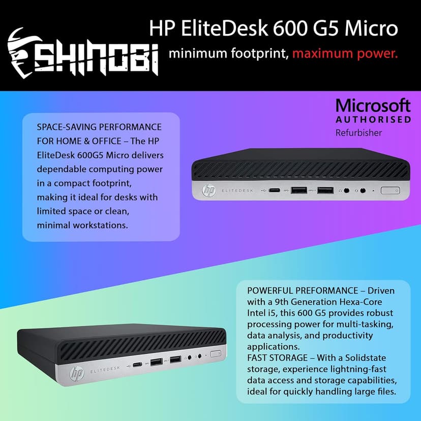 HP EliteDesk 600 G5 Mini PC | Intel Core i5-9500T | 16GB RAM | 512GB SSD | Windows 11 Pro | Wi-Fi+ BT | Mini Desktop Computer (Renewed) (16GB RAM + 512GB SSD)