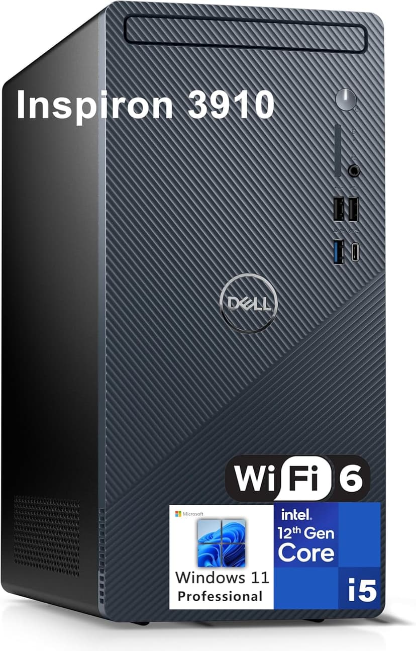 Dell Inspiron 3910 Tower Business Desktop Computer, 12th Gen Intel Hexa-Core i5-12400 (Beat i7-11700), 32GB DDR4 RAM, 1TB PCIe SSD, WiFi 6, Bluetooth, RJ45, Type-C, HDMI, DisplayPort, Windows 11 Pro