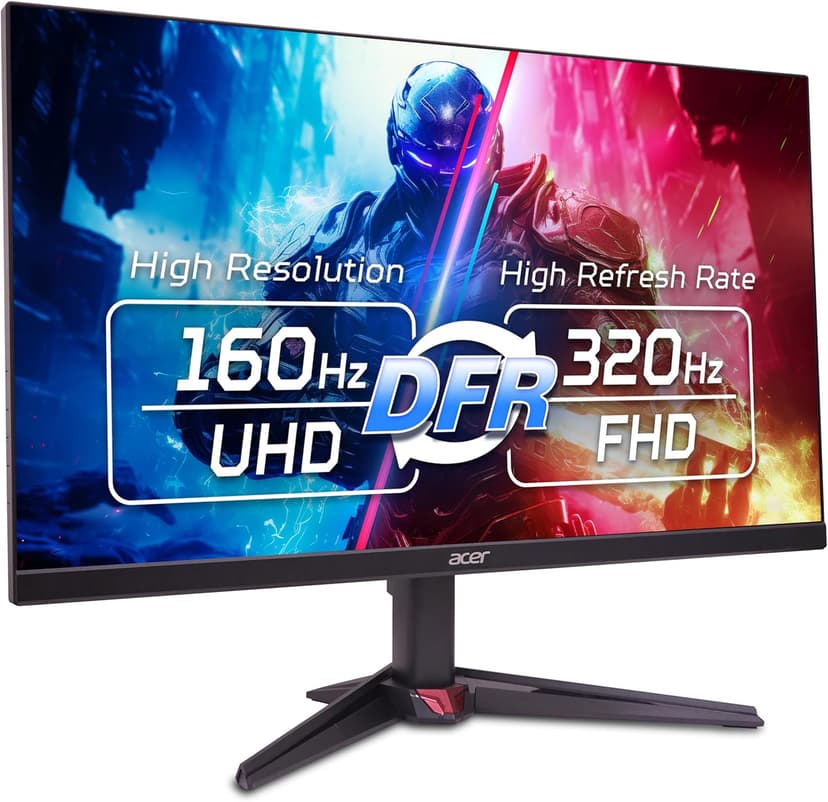 Acer Nitro 27” 4K UHD 3840 x 2160 Gaming IPS Monitor | AMD FreeSync Premium | Up to 160Hz Refresh Rate with DFR to FHD 320Hz| Up to 0.5ms | 1 x Display Port 1.4 & 2 x HDMI 2.1 Ports | VG270K V4bmiipx