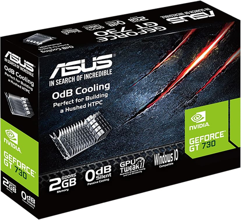 ASUS GeForce GT 730 2GB GDDR5 Low Profile Graphics Card for Silent HTPC Builds (with I/O Port Brackets)