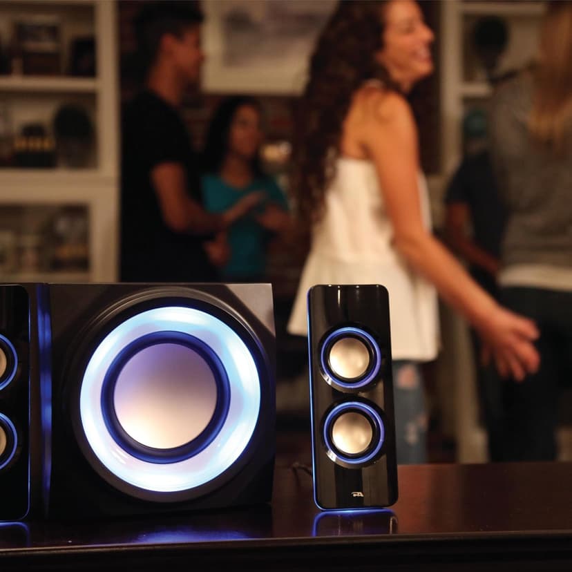 Cyber Acoustics CA-SP34BT Bluetooth Speakers with LED Lights – The Perfect Gaming, Movie, Party, Multimedia 2.1 Subwoofer Speaker System, Black
