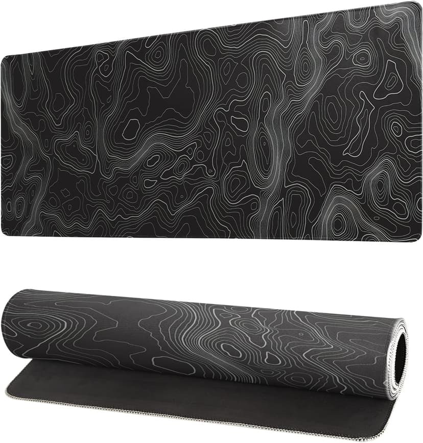Topographic Contour Extended Big Mouse Pad Large,Gaming Mouse Pad Desk Pad,27.6x11.8 Inch Long Computer Keyboard Mouse Mat Mousepad with 3mm Non-Slip Base and Stitched Edge for Gaming and Office