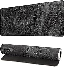 Topographic Contour Extended Big Mouse Pad Large,Gaming Mouse Pad Desk Pad,27.6x11.8 Inch Long Computer Keyboard Mouse Mat Mousepad with 3mm Non-Slip Base and Stitched Edge for Gaming and Office